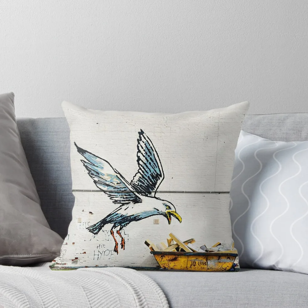

Seagull Stealing Fries - Banksy Throw Pillow ornamental pillows Bed pillowcases Custom Cushion Photo pillow