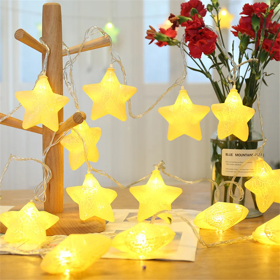 Alimentato a batteria 3M 20LED Crack Star Fairy String Lights luci di ghirlanda di natale Creative per la decorazione della festa nuziale della camera da letto del giardino