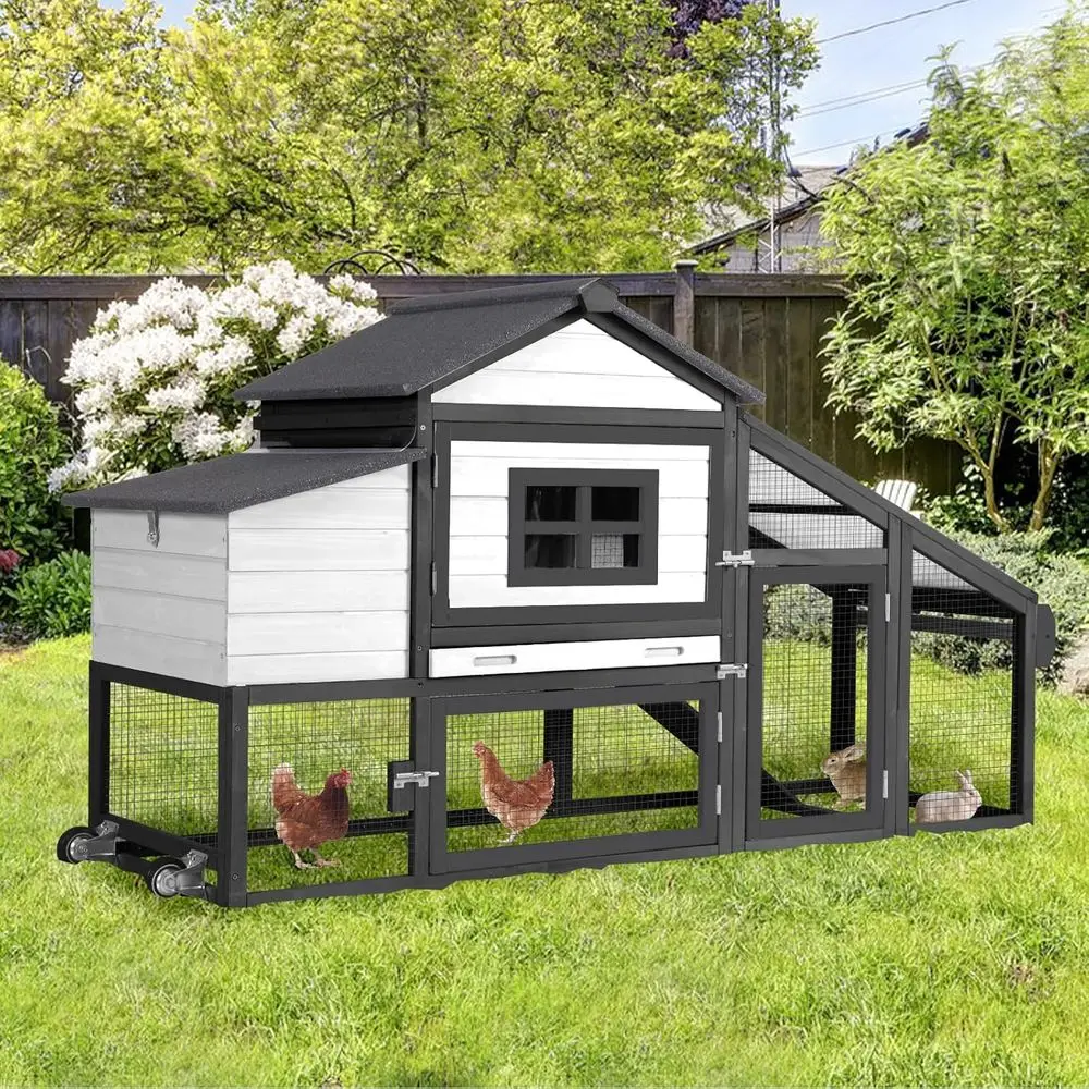 

Portable Wheeled Chicken Coop for Outdoor Use, Waterproof Hen House with UV-Resistant Roof, Suitable for Chickens, Ducks