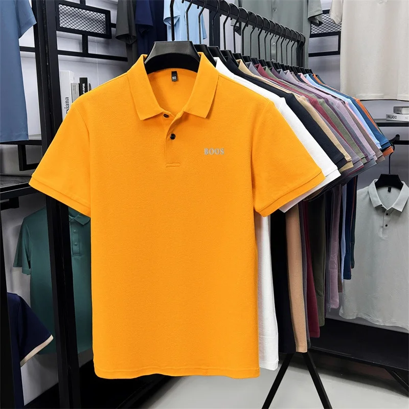 100% Baumwolle Hochwertige Herren Kurzarm-Poloshirts mit Kragen und Knöpfen Buchstabendruck Mehrere Farboptionen Meistverkaufte Herrenbekleidung – Detail 37