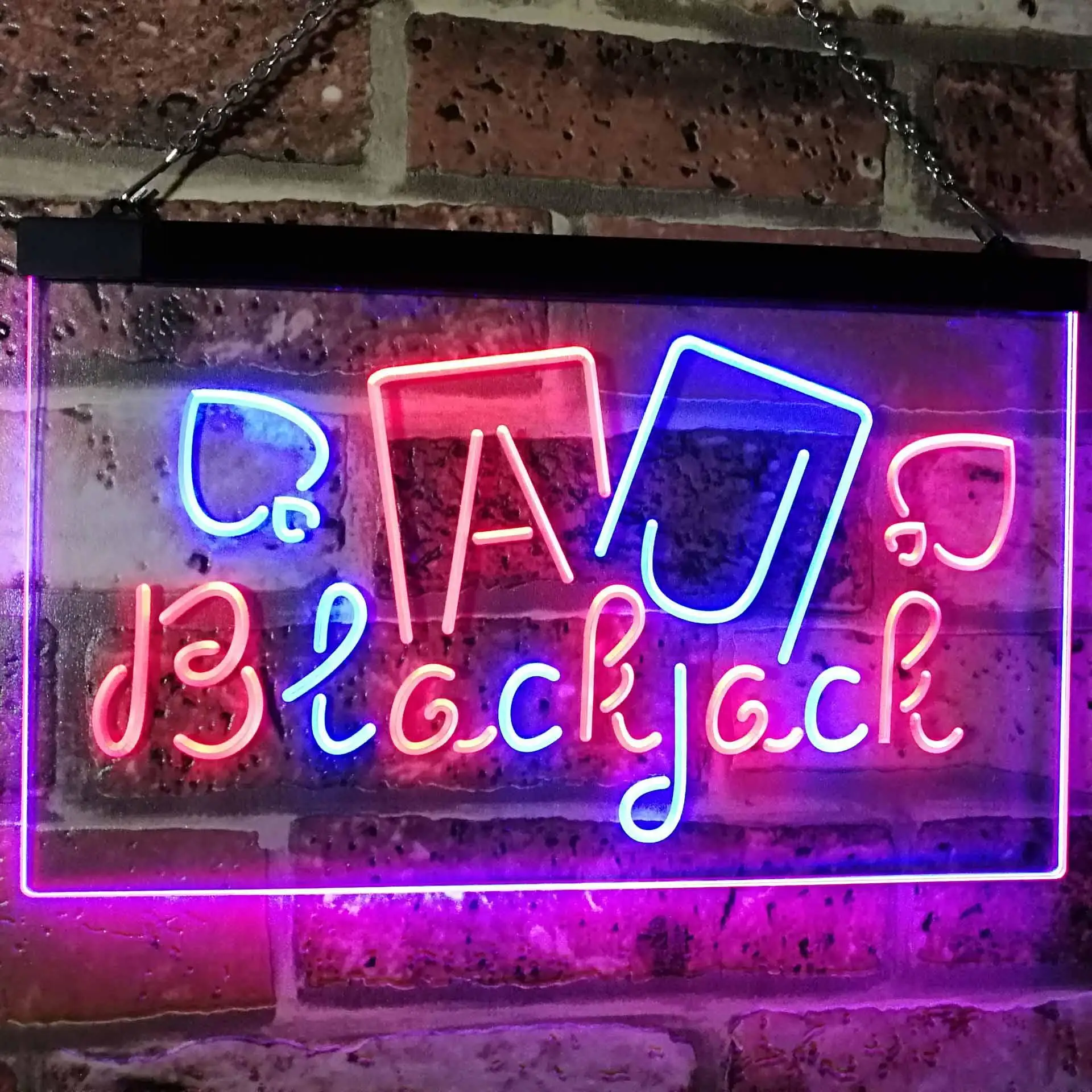 Blackjack Poker Casino Game Room Dual Color Led Neon Sign st6-i2334