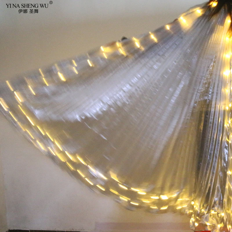 Belly Dance LED Wings ผู้ใหญ่ Luminous แยกปีกเต้นเต้นรำประสิทธิภาพ Props Telescopic Sticks และสวิทช์