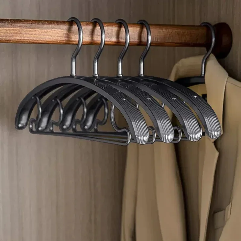 5pcs Metal Hanger Anti-slip Durable Aluminum Alloy Drying Racks Coat Pants Organizer Hanging Rack Wardrobe Storage Hangers