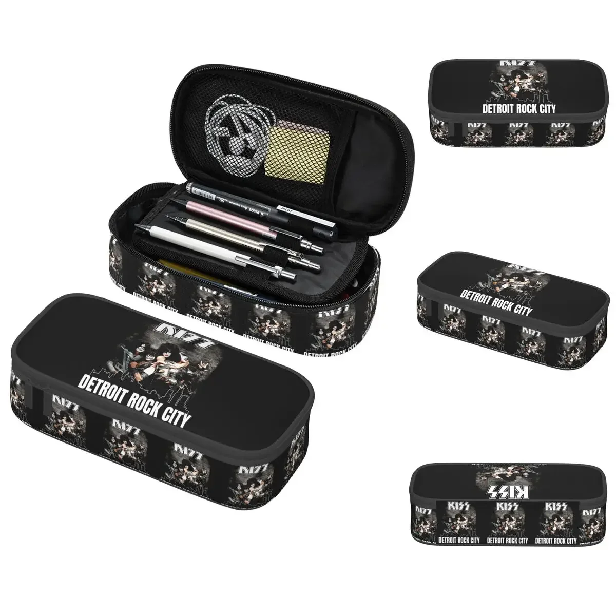 Kiss Band Detroit Rock City Pencil Case for Boys Girls Gifts Pen Box Pencil Bag Stationery Supplies Pen Holder Bag