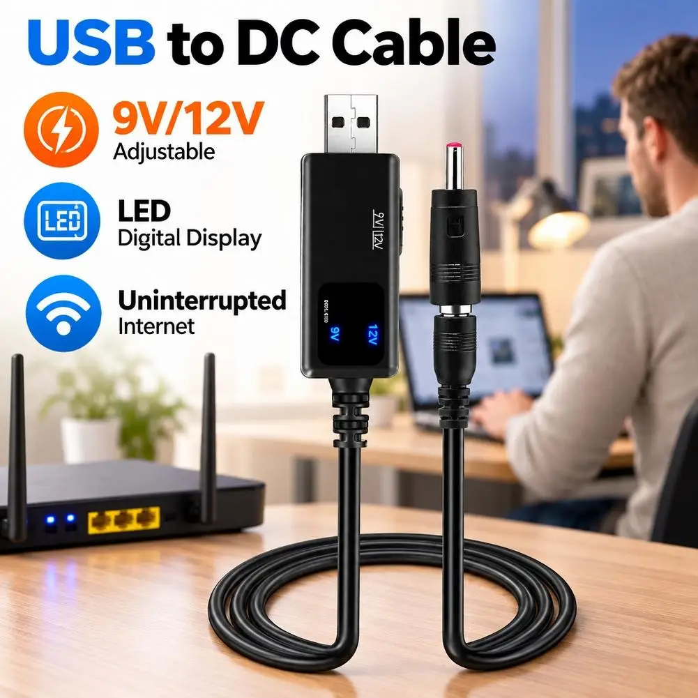 USB Boost Cable 5V To 9V 12V Power Adapter Converter 3.5mm Plug Step Up Line For WiFi Router Modem Mini Fan Device - view 3