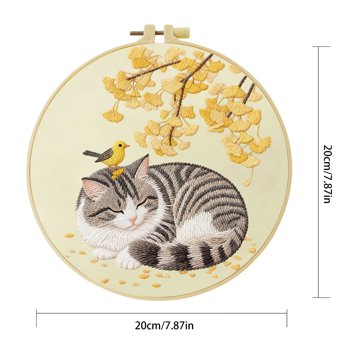 1 Stück 20X20CM/15X15CM 7,87/6,3 Zoll Katzen-Stickerei-Starter-Kit DIY-Kit DIY-Stickerei-Set Handarbeiten Heimdekorations-Set für Anfänger – Detail 4