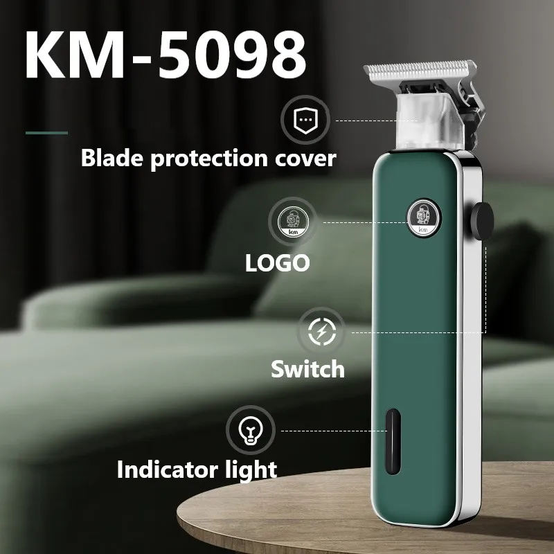 KM-5098 Professional Barber Hair Trimmer T-blade Dry-shaving and Fading Hair Clipper All-around Close-cutting Machine