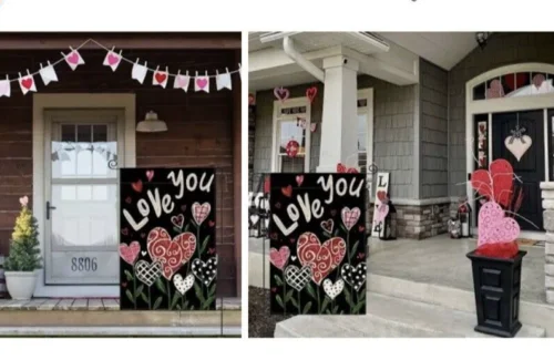 Love You Valentines Day Garden Flag 12x18 Inch Outside Double Sided, Love Heart AAL HHM WZZ yyi