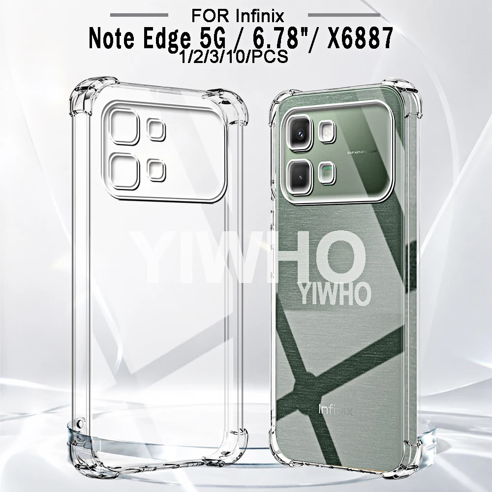 1/2/3/10 Pcs Transparent Phone Case for Infinix Note Edge 5G X6887 Noteedge Soft Shockproof Protective Screen Back Cover