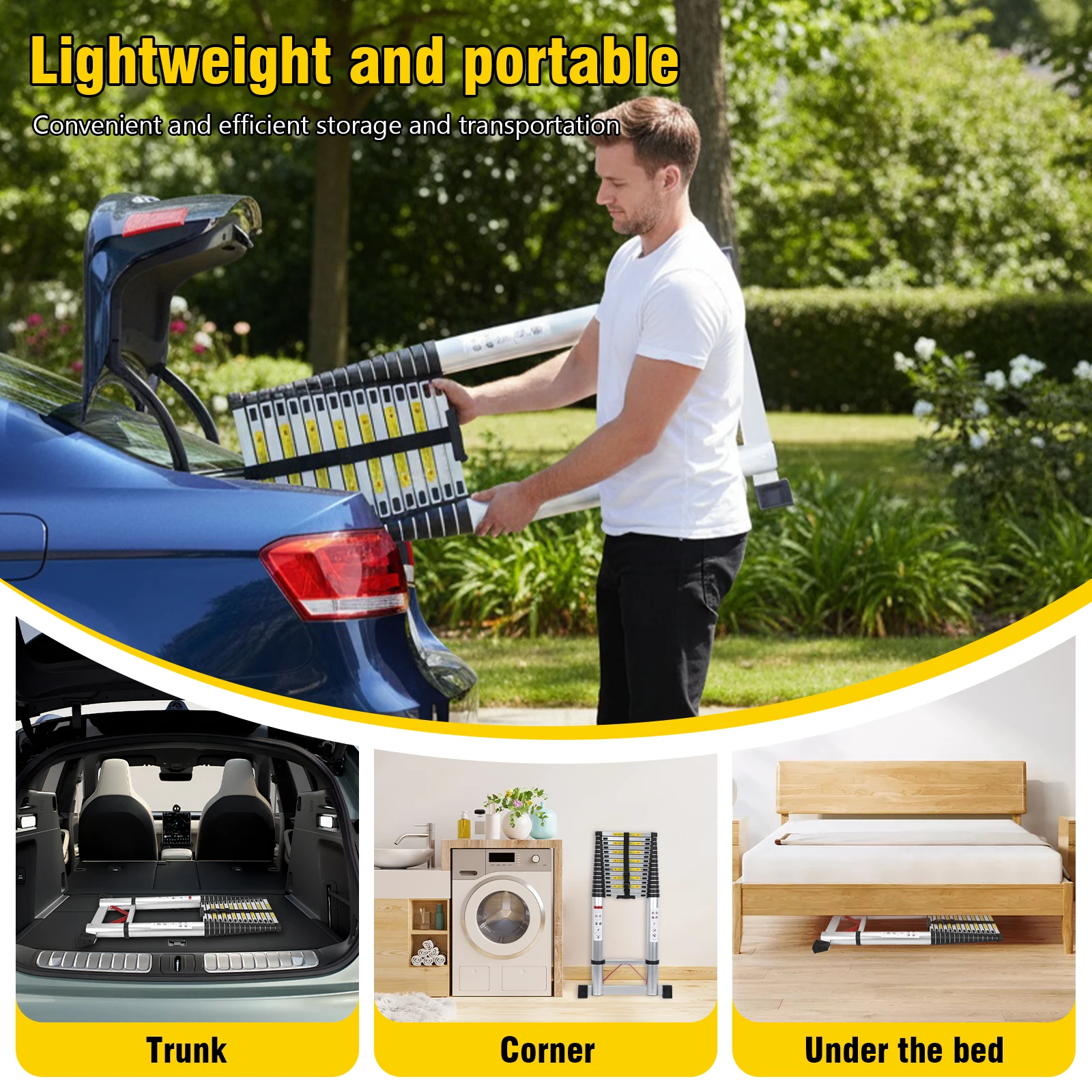 

Телескопическая лестница 7,2 м, алюминиевая, складная, выдвижная, грузоподъемность 150 кг, для дома, автофургона и наружных работ