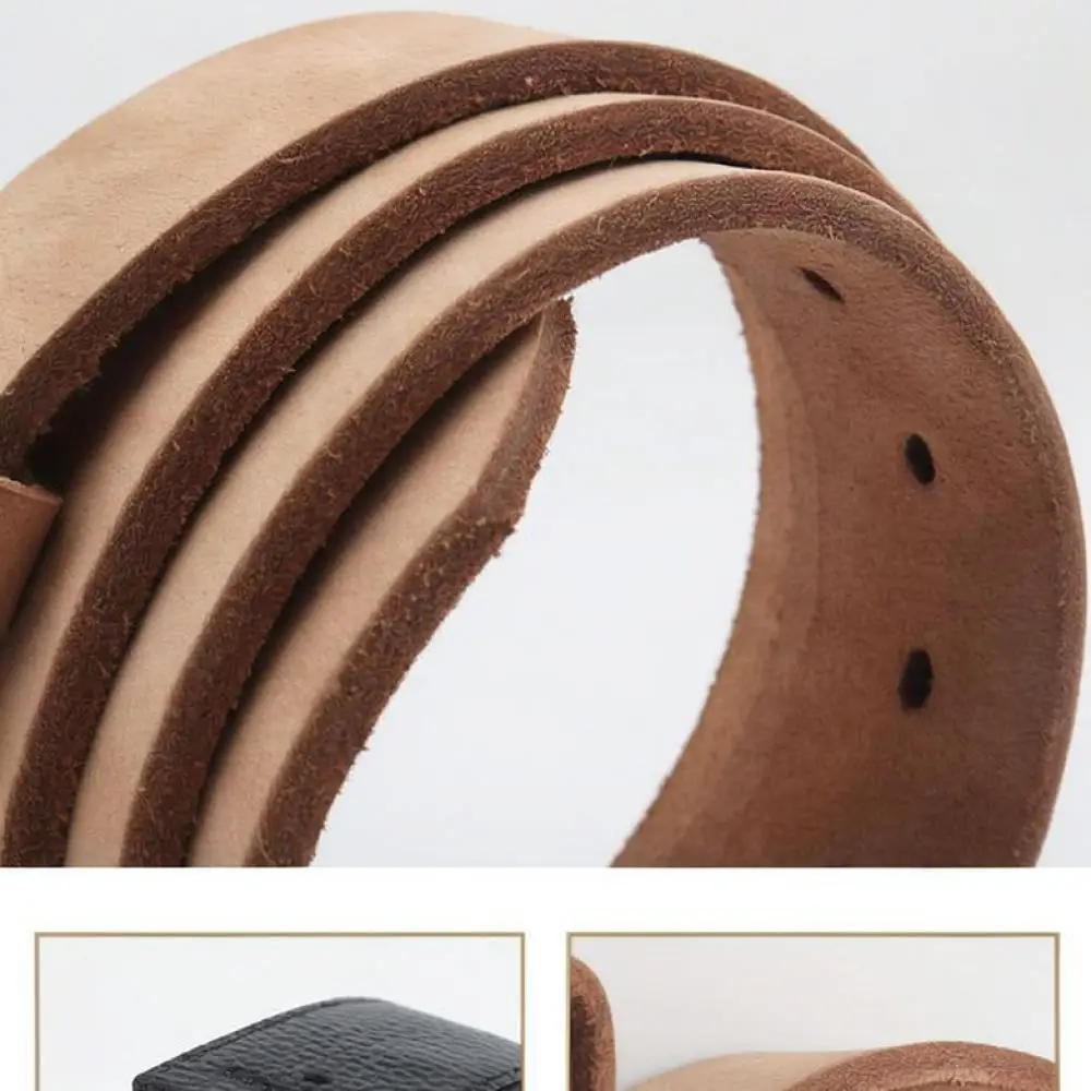 Mens Replacement Belt Strap Leather Cowhide Waistband Adjustable Casual Business Accessory Without Buckle Installation Tool