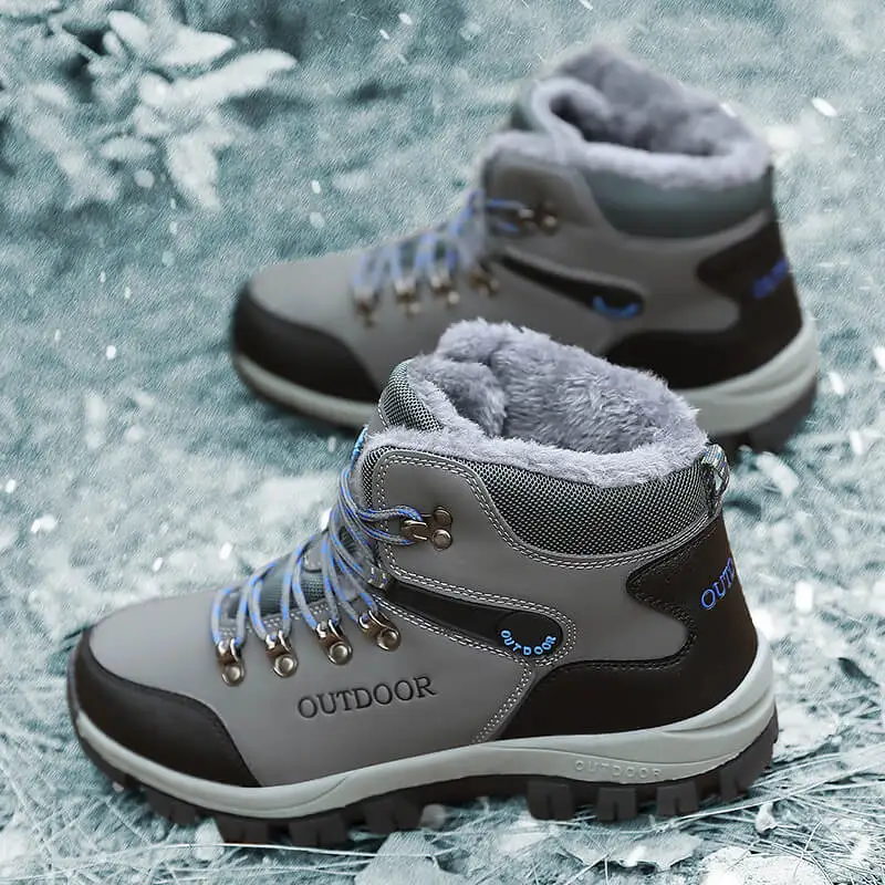 Winter Plush Keep Warm Snow Boots Leather Men Outdoor Hiking Shoes Tourist Trekking Sneakers Trail Jogging Shoes Factory Outlet