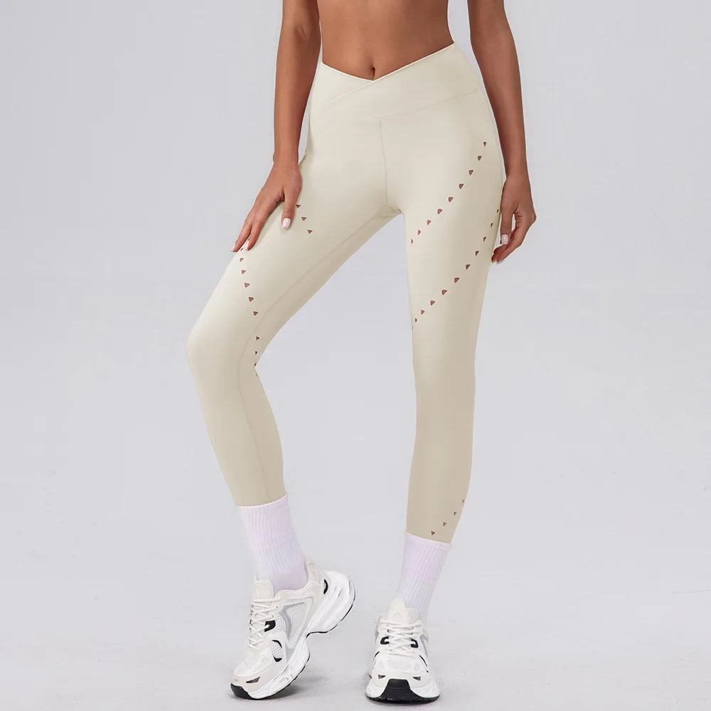Maxdutti Hollow Out Quick Drying Fitness Leg Tied Pants For Women Wearing High Waisted And Hip Lifting Yoga Cropped Pants Woman