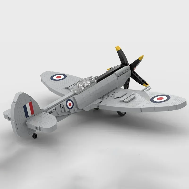 Military Model Moc Building Bricks 1:35 Scale Spitfire F MK.24 Fighter Technology Blocks Gifts Christmas Toys DIY Sets Assembly