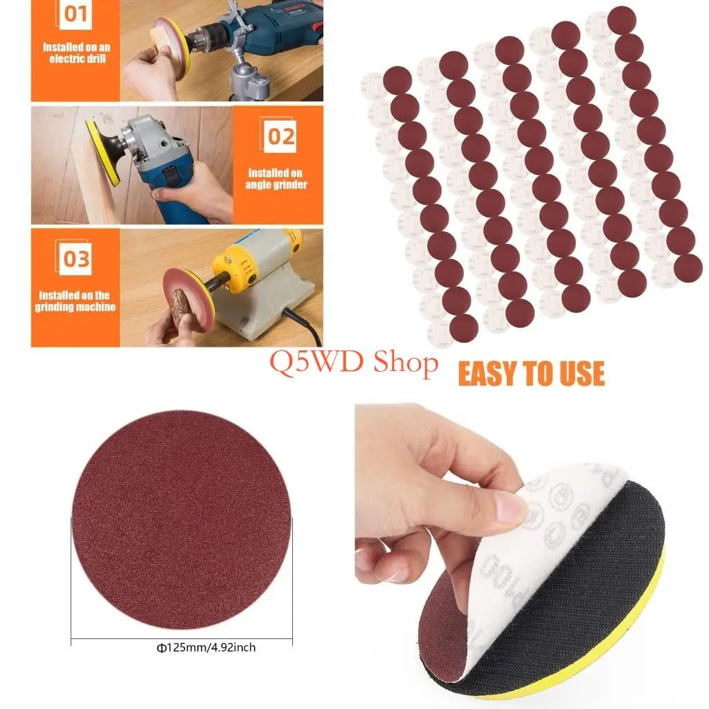 Q5WD 125mm Sandpaper Discs Abrasive Sandpaper Pad for Angle Grinders Excellent for Quick and Metal Surfaces Refinement