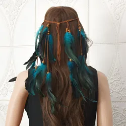 Retro Ethnic Style Headband Bohemian Linen Fringe Feather Headband For Women Elegant Hair Accessories Girls Photography Props