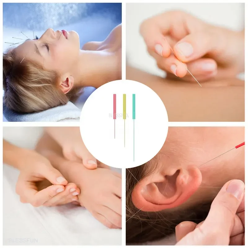 Agulhas de Acupuntura Estéril com Punho Plástico, Beleza e Massagem, Agulhas Micro Face, EACU, 500pcs