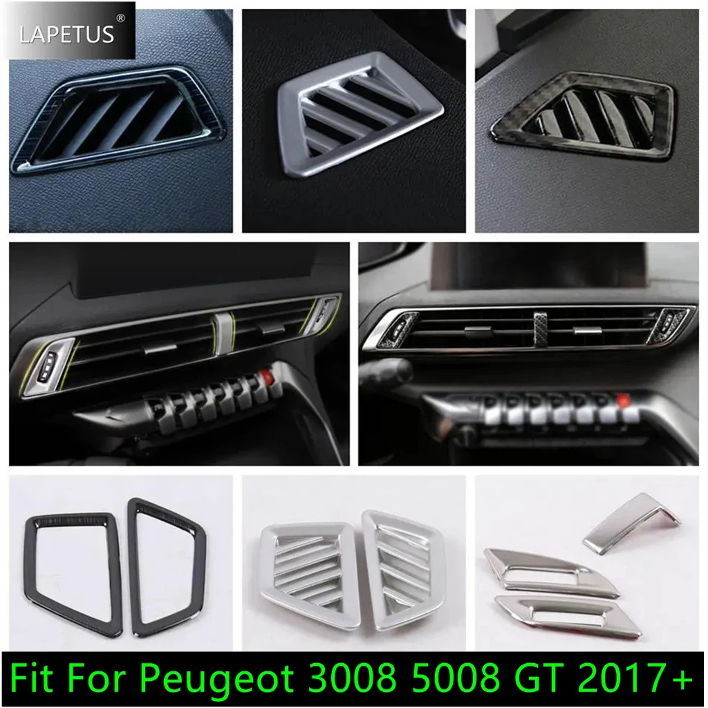 

Carbon Fiber Car Dashboard Center / AC Air Vent Outlet Decor Frame Accessories Cover Trim For Peugeot 3008 5008 GT 2017 - 2023