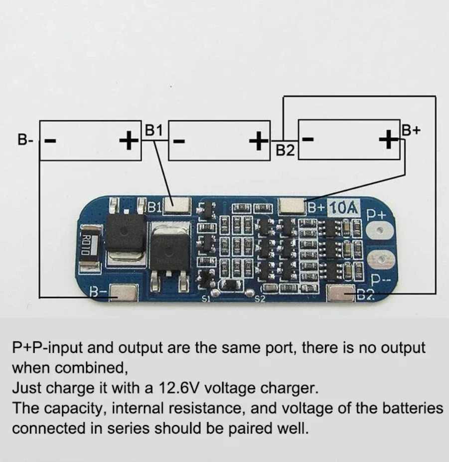 لوحة حماية لوحة دوائر كهربائية 10.8 فولت 11.1 فولت 12.6 فولت بطارية كهربائية زرقاء 3S 12 فولت 18650 10A BMS شاحن بطارية ليثيوم أيون