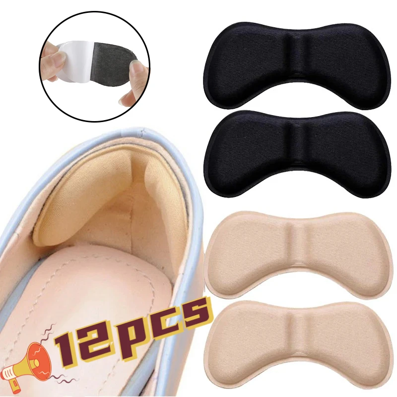 

12 Pcs Heel Insoles Patch Pain Relief Anti-wear Cushion Pads Feet Care Heel Protector Adhesive Back Sticker Shoes Insert Insole