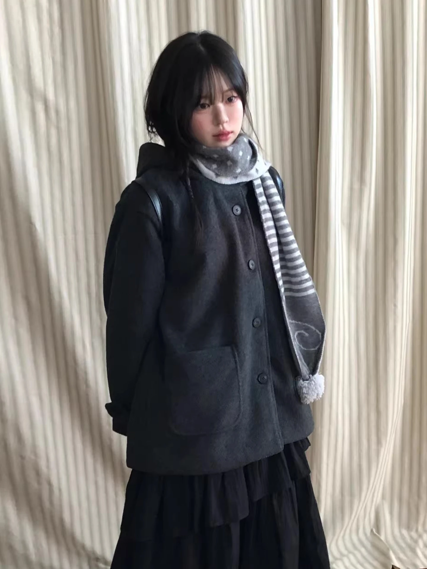 Dames College Sle Wollen Jas Met Capuchon Losse Warme Herfst Winter Nieuw Seizoen Klein Formaat Gevilte Wollen Top Casual Bovenkleding