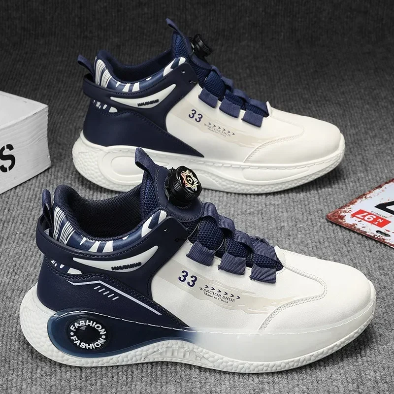 Mens Sneakers with Rotating Buckle Comfy Non Slip Lace up Durable Shoes for Mens Outdoor Activities image 4