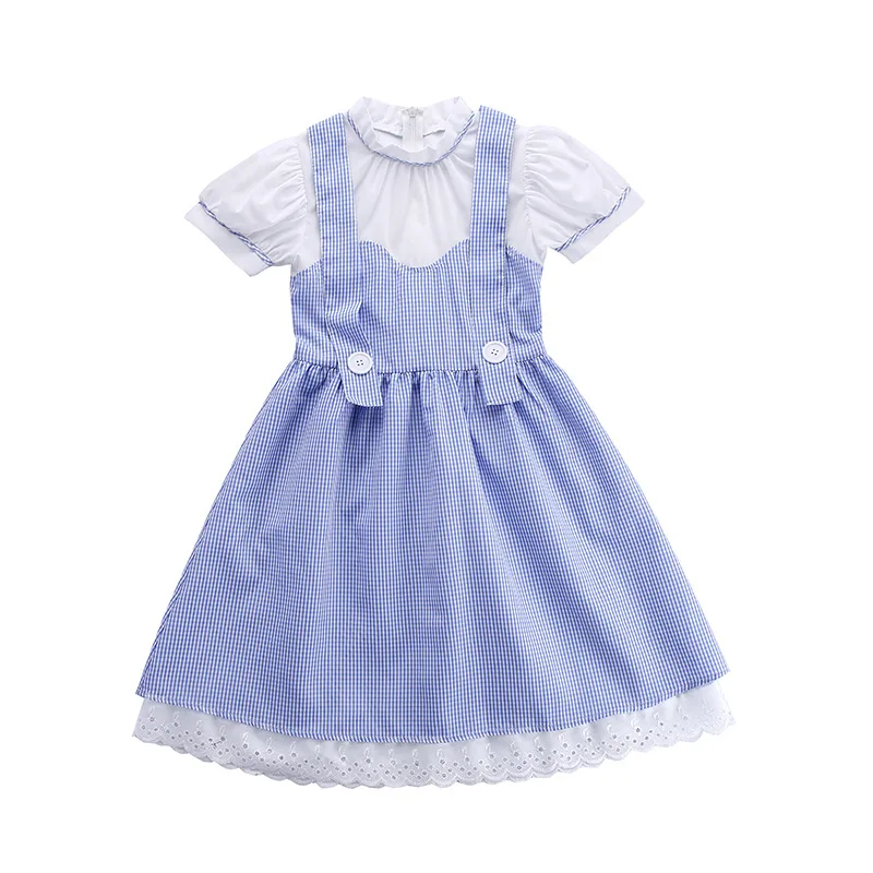 Robe de Princesse Lolita pour Fille, Tenue de ixd'Halloween, au Pays des Merveilles, Alice, Conte de Fées, Rick, Vichy Bleu, pour Enfant