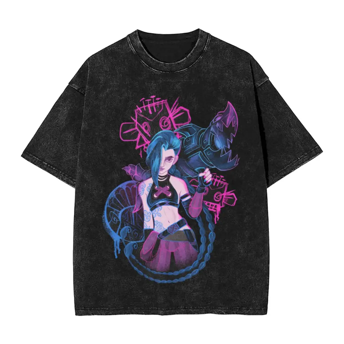 Arcane Jinx Game T Shirt Hip Hop T-Shirts Short Sleeve Aesthetic Tops Summer Cotton Crew Neck Plus Size Clothing