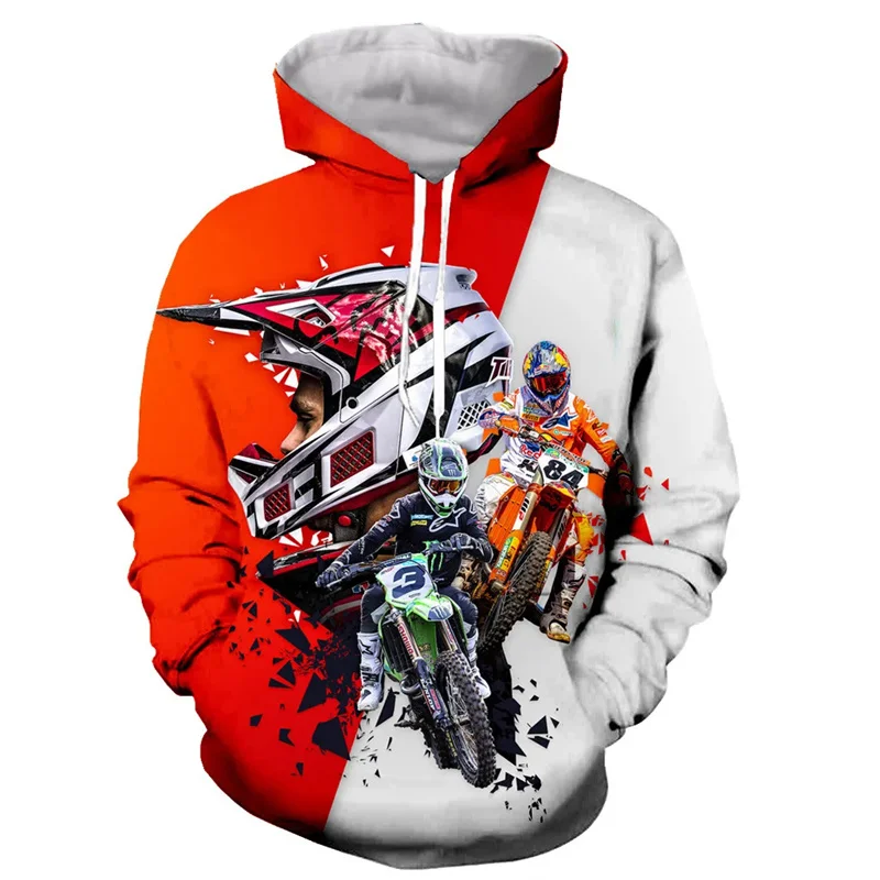 Sudadera con capucha con estampado 3d de motocicleta para hombre