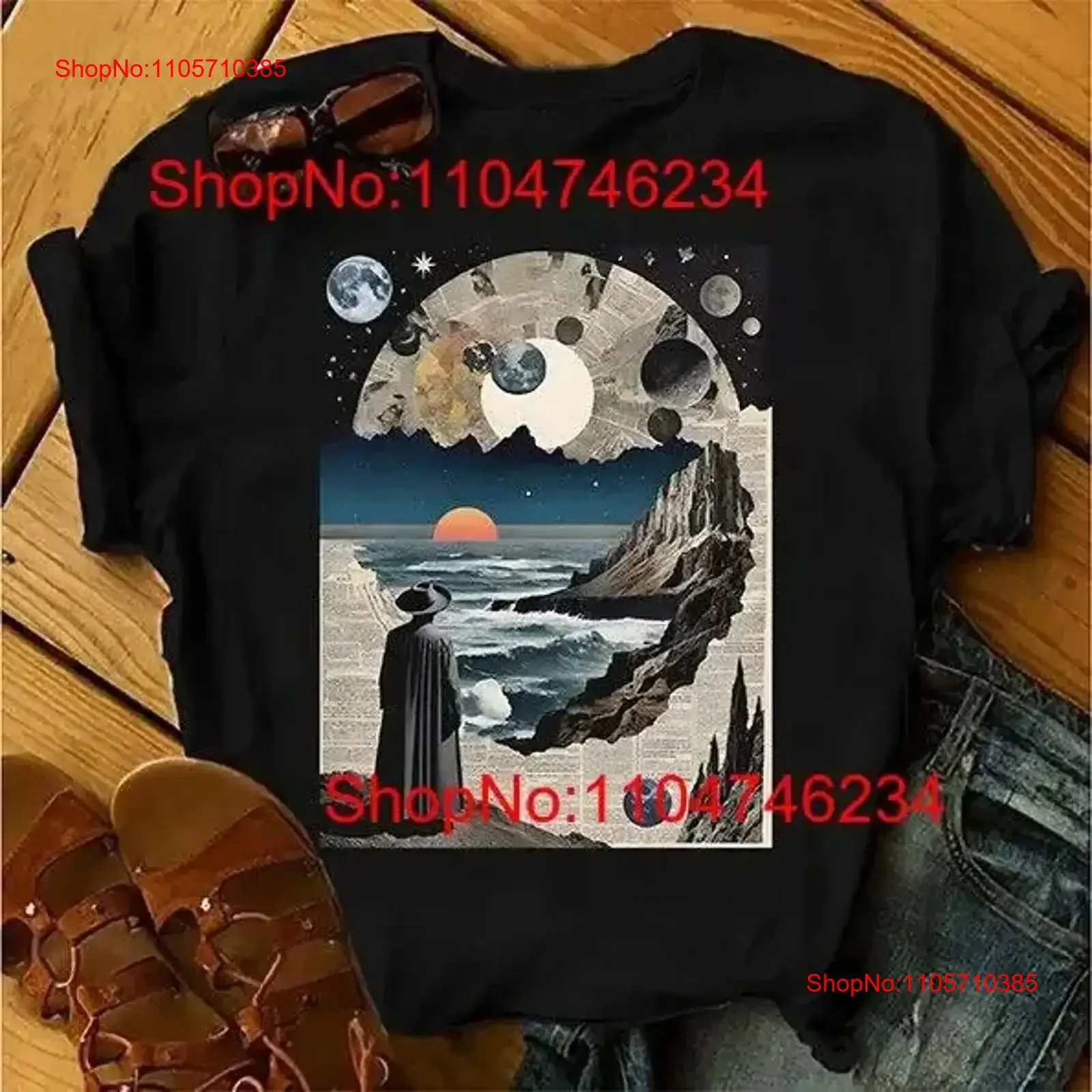 SURREAL OCEAN VIEW T Shirt Dreamy Seaside Surf Waves Landscape Art Top vintage Washed Versatile Stretched designer clothes