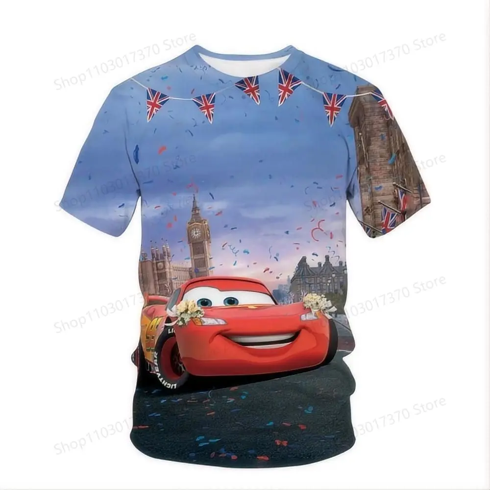 Disney Baby Boys Cartoon 3D Pixar Cars Lightning McQueen Children Short Sleeve T Shirts Girl Top Tee Men Women Clothing T-shirt