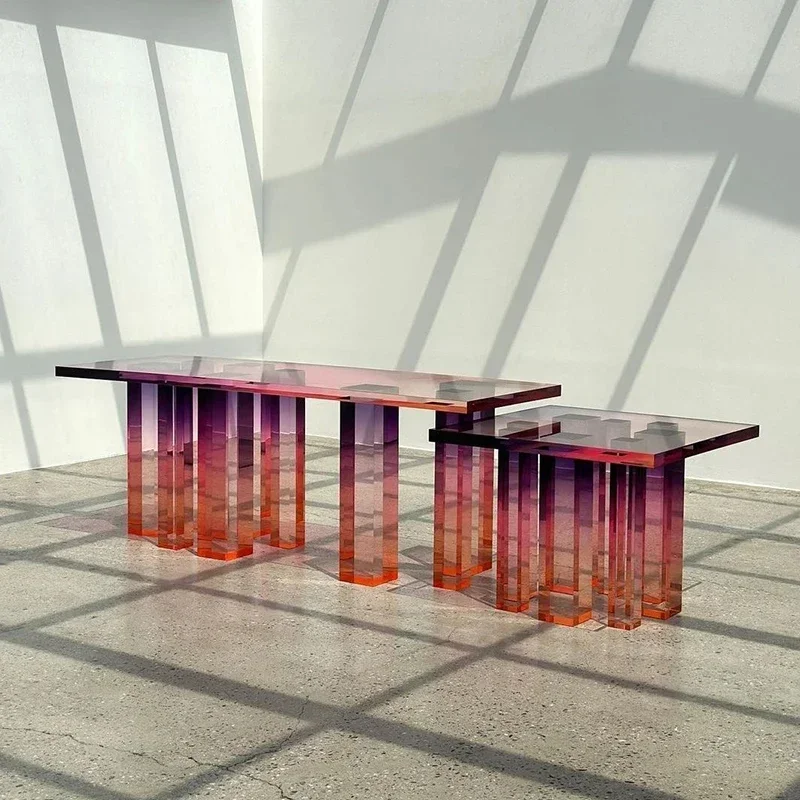 Acrylic pink gradual change entrance platform modern simple living room entrance corridor against the wall entrance
