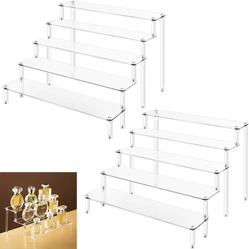 Thickened Multi-Layer Acrylic Ladder Display Rack Jewelry Cosmetics Storage Toy Car Model Doll Figure Display Rack Collection