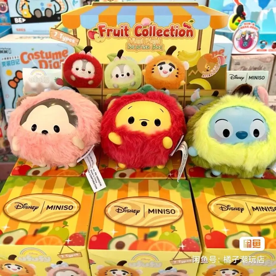 Miniso Disney Ufufy Fruit Collection Vinyl Plush Surprise Box Garage Kit Pendant Ornament Trendy Blind Box Toy for Girls