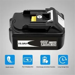 18V 마치타(5.0Ah-18.0Ah) 전동 공구 모델 BL1860B, BL1860, BL1850의 충전식 배터리 교체용 리튬 이온 배터리