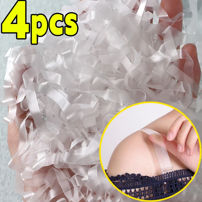 4/2pcs Transparent Bra Straps Invisible Detachable Silicone Women's Elastic Belt Adjustable Non Slip Intimates Shoulder Strap