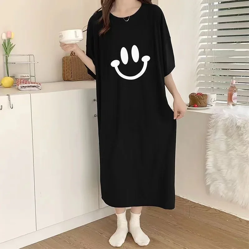 Women's Loose Short-Sleeved T-shirt Dress, Oversized Female Clothing, Casual Short Dresses, Big Add Large Size, 150kg, Summer