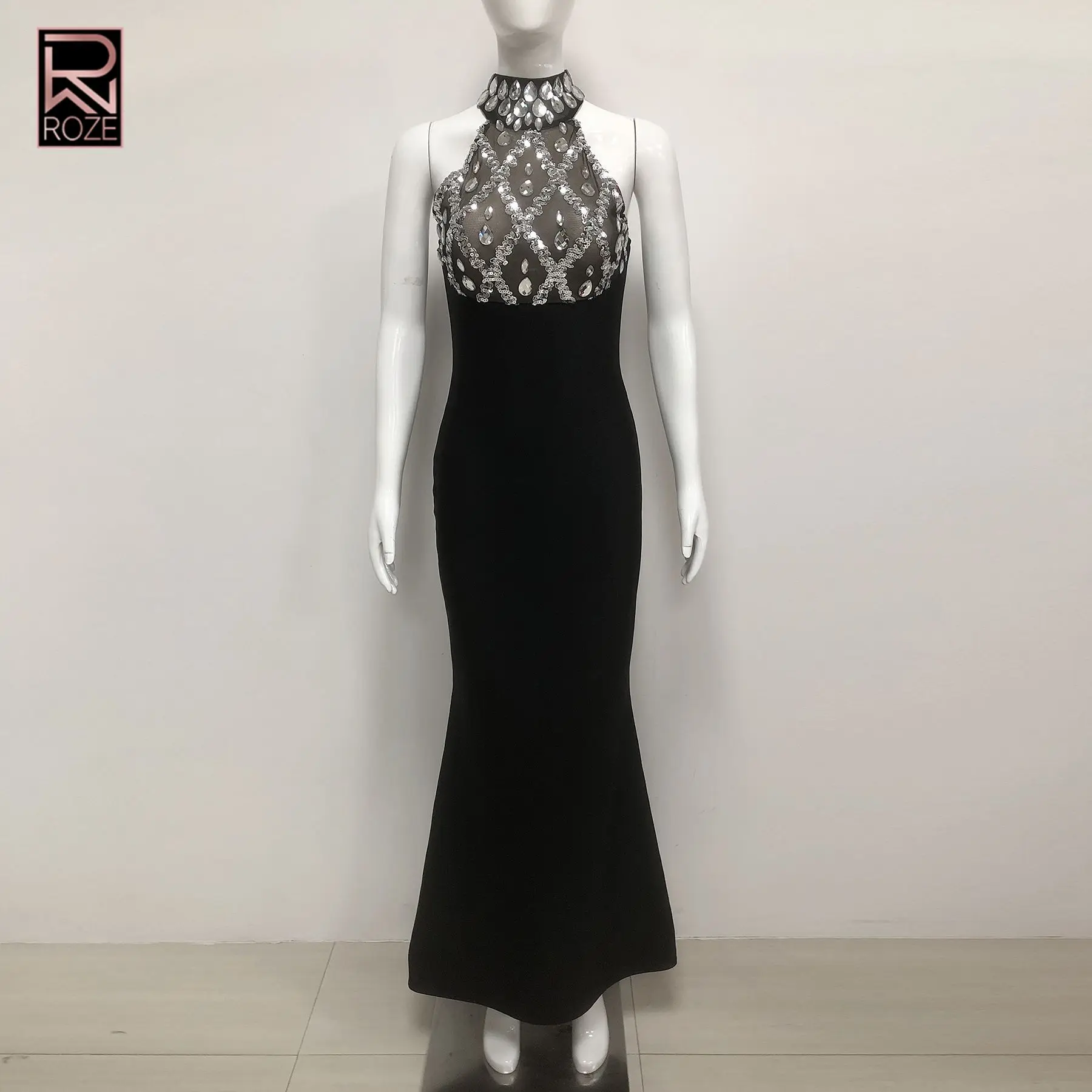 

Трансграничное модное платье 2025 года — сексуальное облегающее платье без рукавов с кристаллами