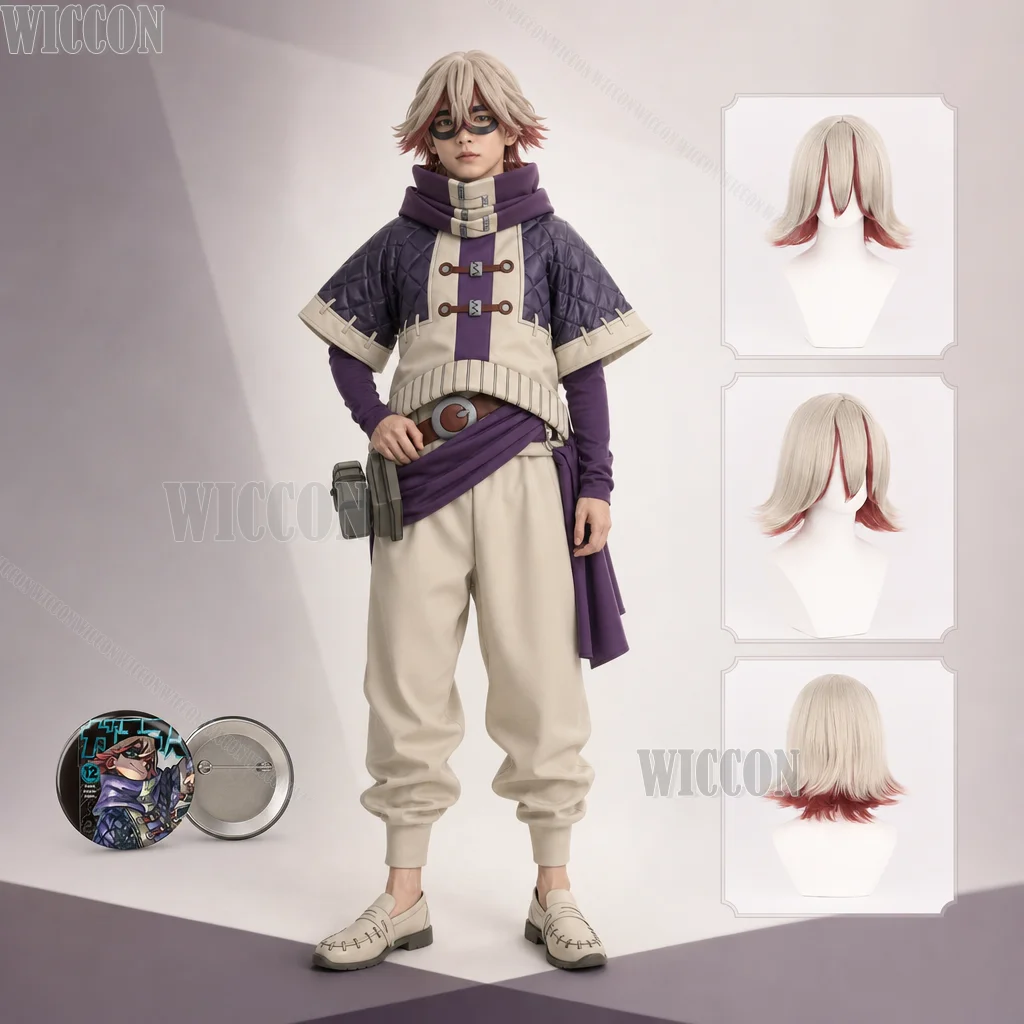 Disfraz de Cosplay de Anime Gachiakuta de Fu Orostor, Peluca Roja Rubia de Pelo Corto para Hombre, Accesorios de Disfraz para Halloween, Navidad, Carnaval