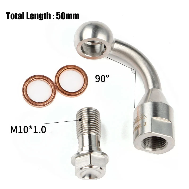 304 Stainless Steel Motorcycle Brake Fluid Hose Extension Bracket Tubing Universal M10 Extension Brake Hose Joint For rcs Parts