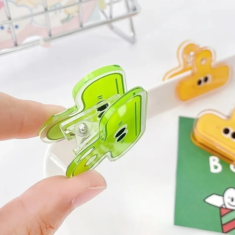 1PC Pack Multicolor Cute Face Acrylic Binder Clip Planner Clips Paper Clamp Office Decorative Supplies School Stationery
