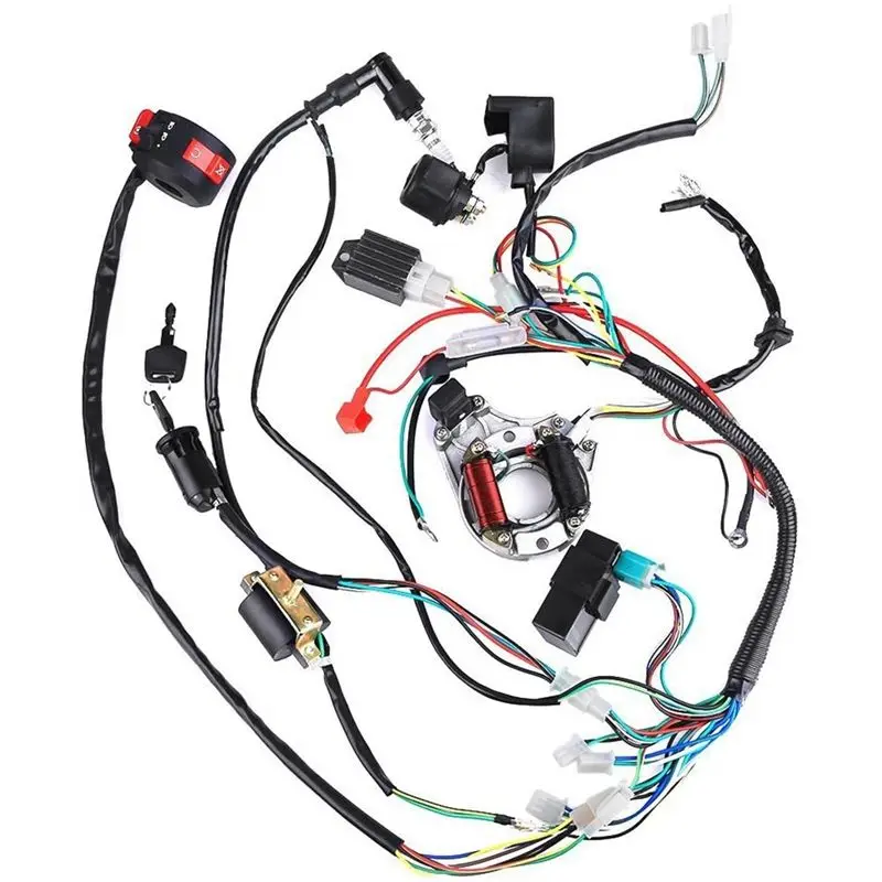 Compatible 70 90 110CC Full Vehicle Wiring Harness Starting Harness Line Start Ignition Kit ATV Accessories