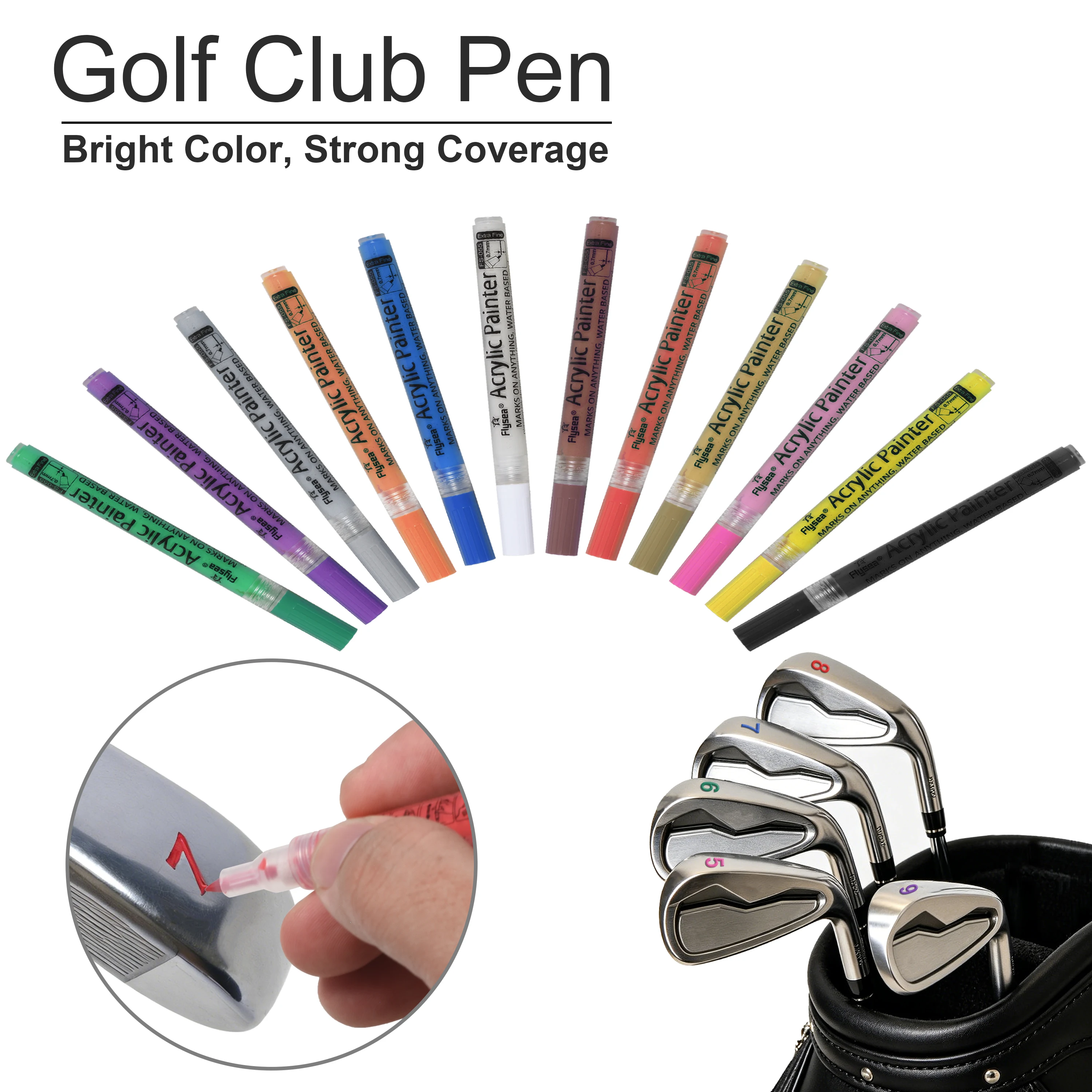 

Multi-Color Changing Acrylic Painter Pen, Waterproof Sunscreen Ink, High Covering Power for Golf Club