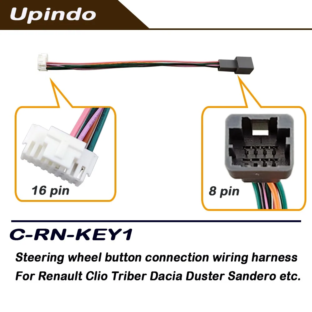 For Renault Clio Triber Dacia Duster Sandero 8 Pin Socket Steering Wheel Control Wiring Harness Adapter for Android Car Radio