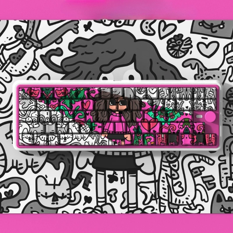 

MiFuny Graffiti Girl Theme Keycap Set PBT Cherry Profile Keycaps Custom Art Anime Keycaps for Mechanical Keyboard PC Gifts