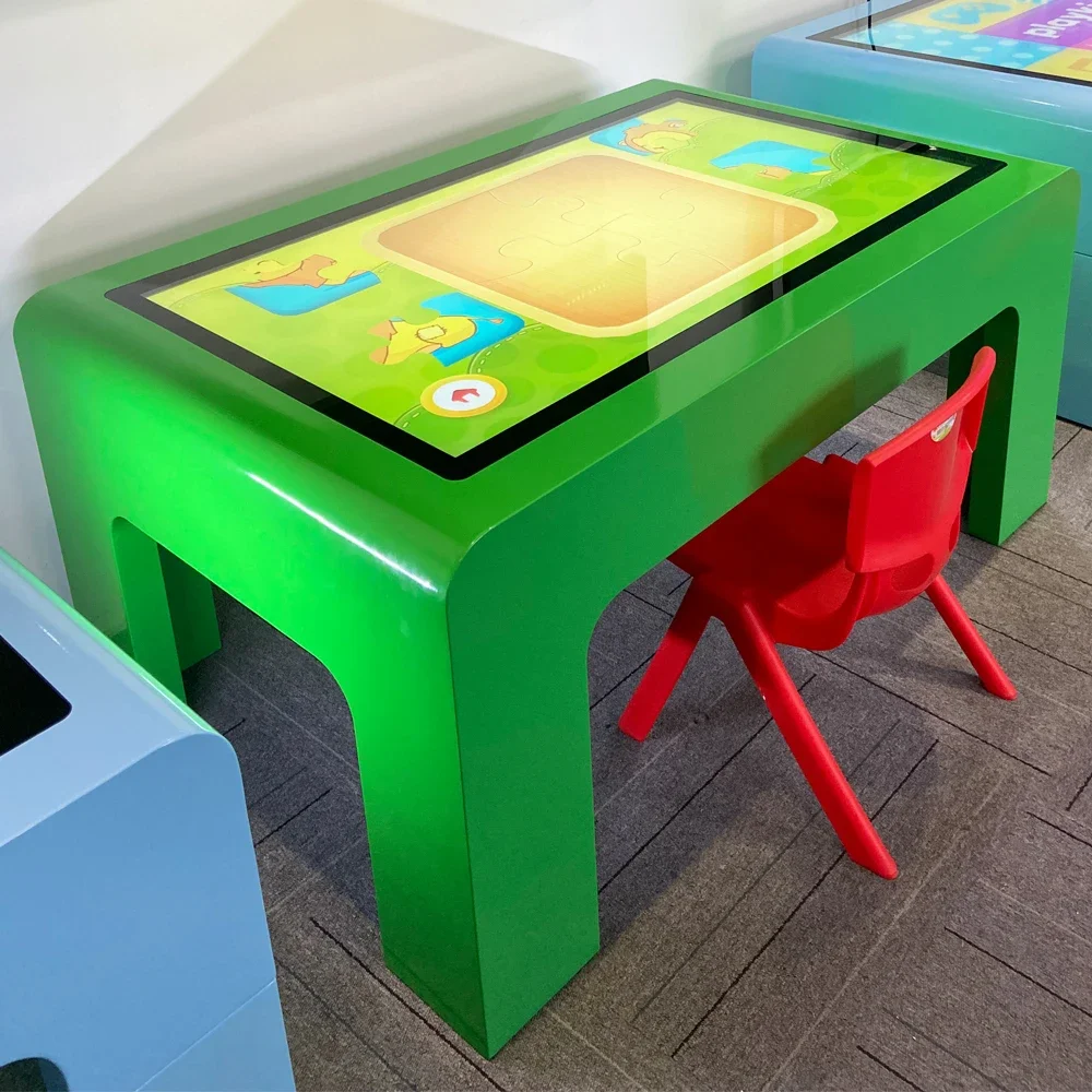 

In stock 32 inch 43 inch white green blue interactive game kids touch table