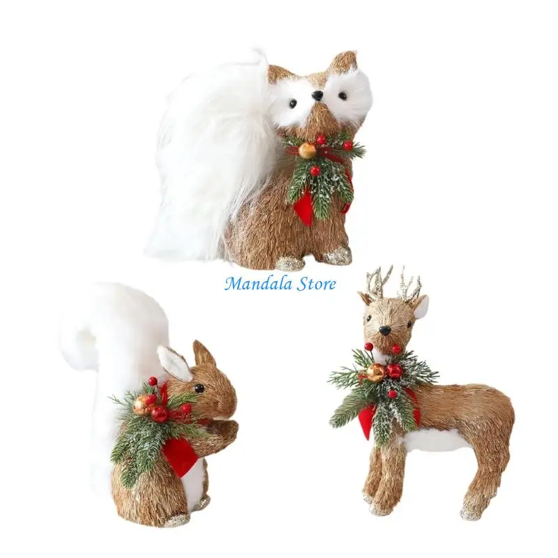 

U2JC Festival Handmade Christmas Decoration Foam Foxes Squirrel Sculpture Natural Fiber Look Designs Storage Friendly