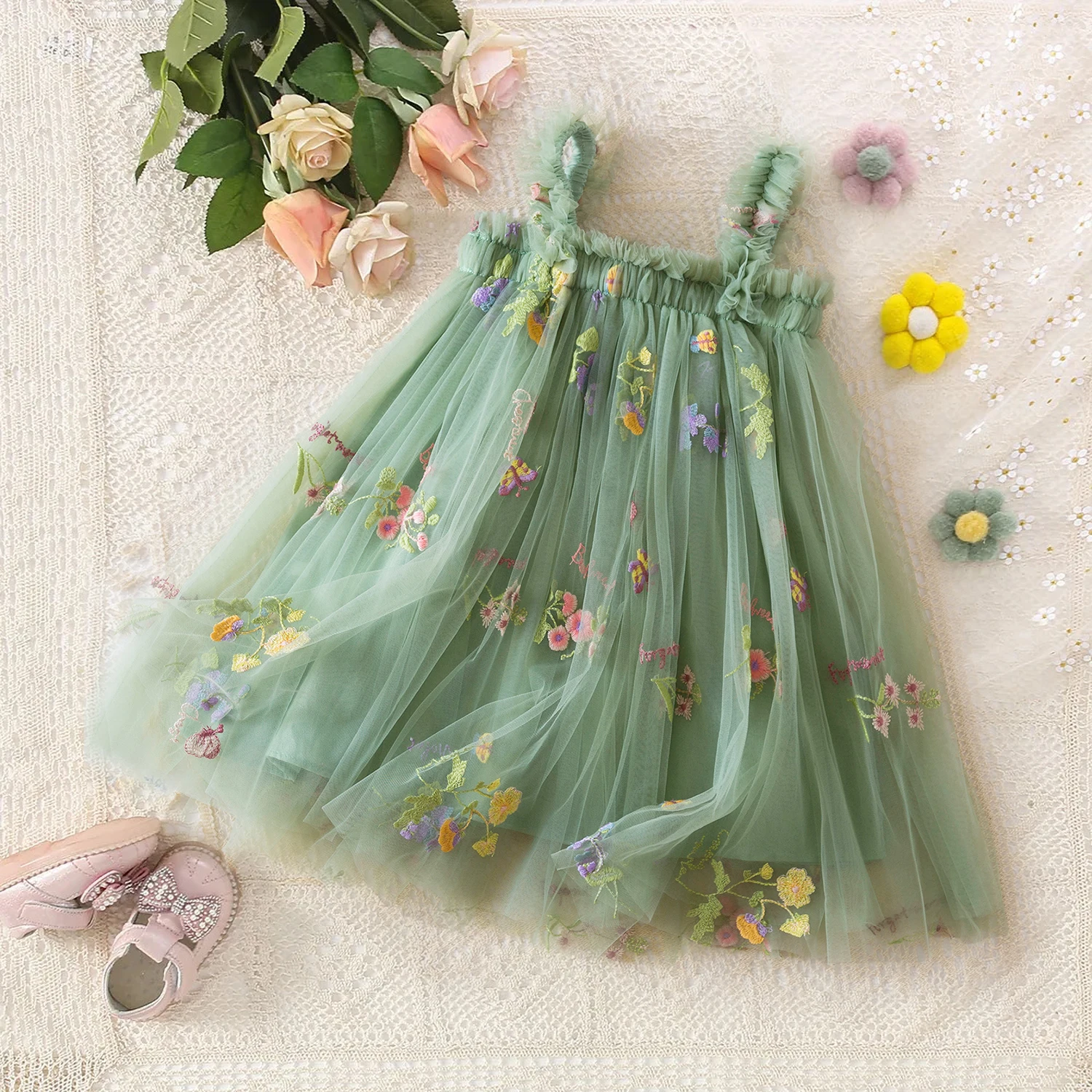 Summer Girls Birthday Dresses Pink Tulle Formal Event Costumes Girls First Communion Dresses Kids Dresses image 4