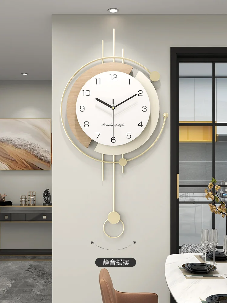 Cream wind light luxury clock wall clock living room new modern simple atmosphere entrance wall clock advanced sense