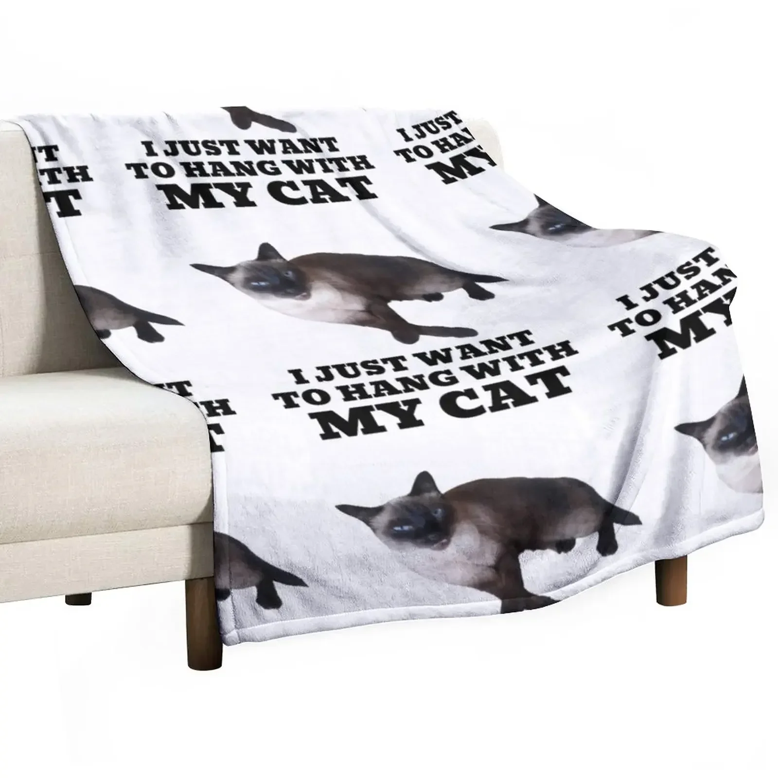 

I Just Want to Hang out with My Siamese Cat-animal Lover-cats Gift Idea Throw Blanket For Sofa Thin Hair Blankets